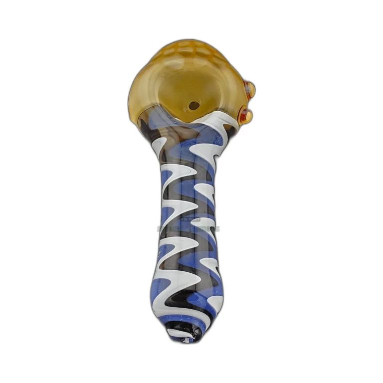 Weird Head glass spoon pipe side view in El Paso, smooth 2mm borosilicate wall that stands upright, in stock now