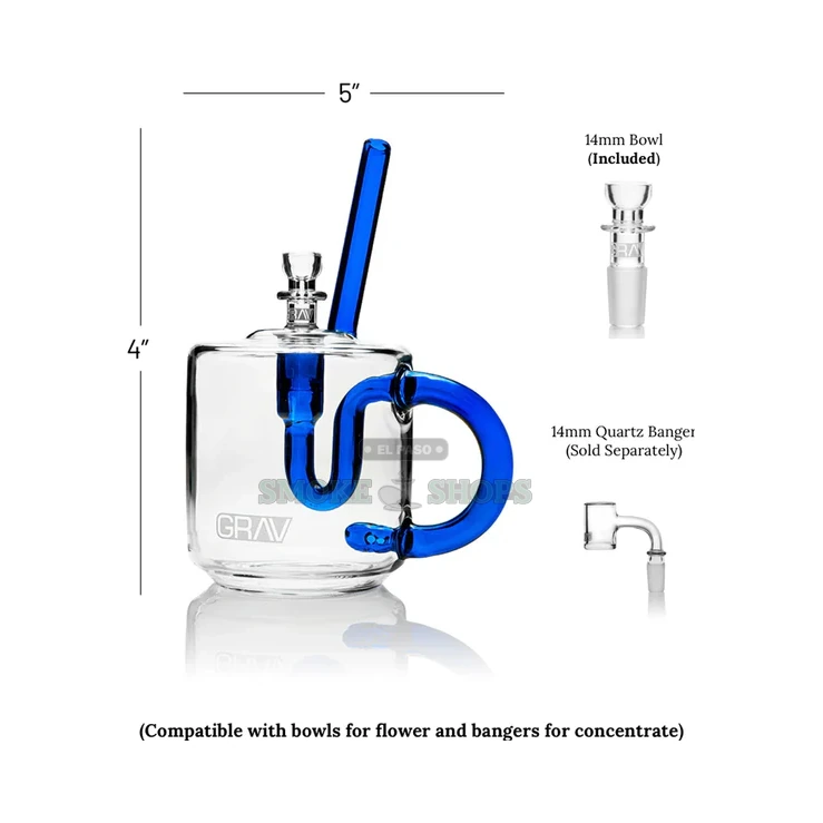 GRAV Coffee Mug Bubbler close-up in El Paso, straw mouthpiece and coffee mug glass design, same-day pickup