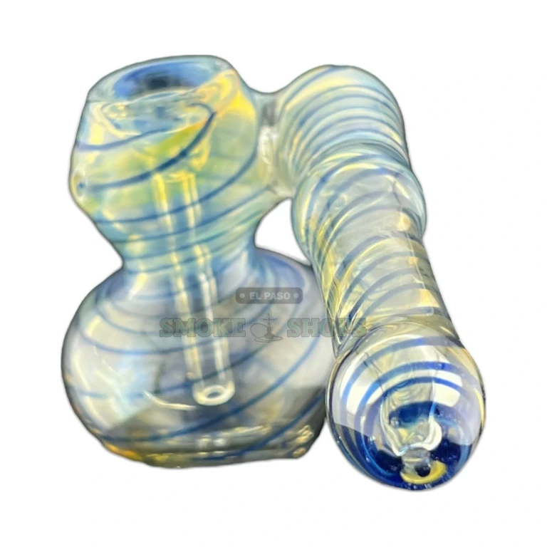 Mouthpiece and downstem detail of the El Paso glass hammer bubbler, thick borosilicate glass built for everyday dry-herb use