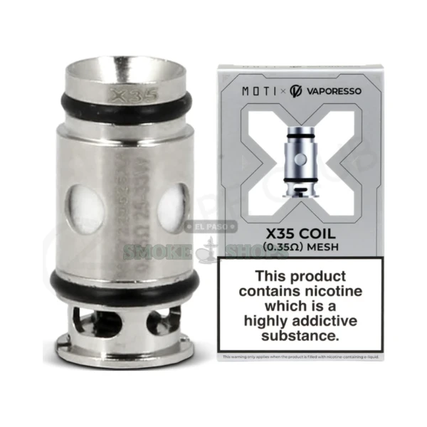 Moti X Vaporesso Single Coil X35 0.35 ohm mesh replacement coil in El Paso, fits MOTI X pod, same-day pickup