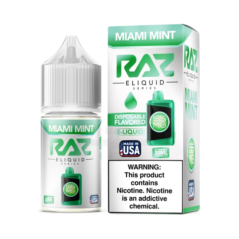 Raz Salt Nicotine Juice 30ml  Jewel Pod Miami Mint 55mg at El Paso Smoke Shop, in stock in El Paso for same-day pickup