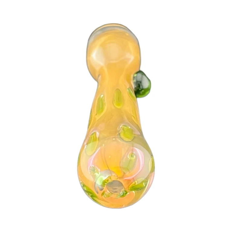 Mouthpiece end of the dotted glass one-hitter chillum, rounded 3 mm tip, sold at El Paso Smoke Shops in El Paso