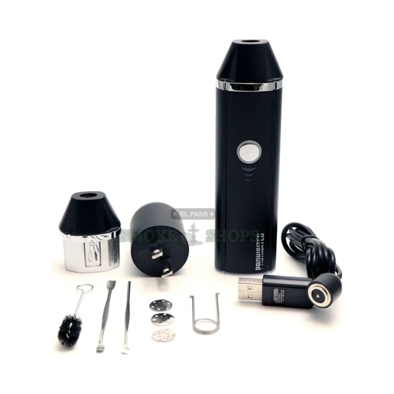 Prohibited 5th Degree hybrid vaporizer held in hand in El Paso, portable single-button dry herb and concentrate device