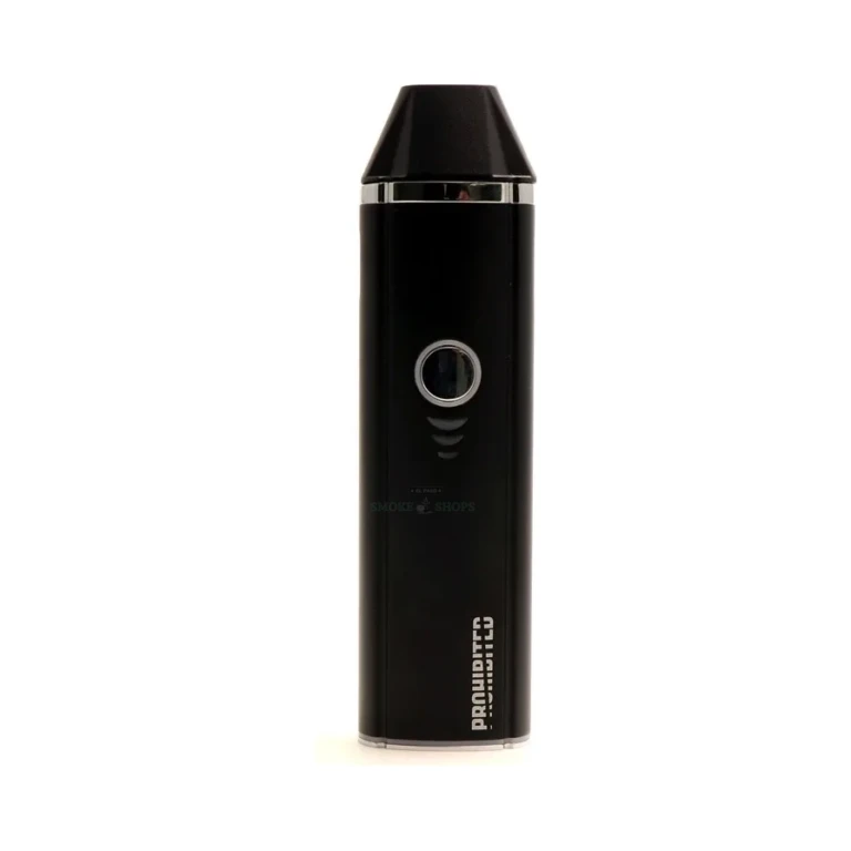 Struck purple Prohibited 5th Degree dry herb vaporizer in El Paso, single-button hybrid vape with 1800 mAh built-in battery