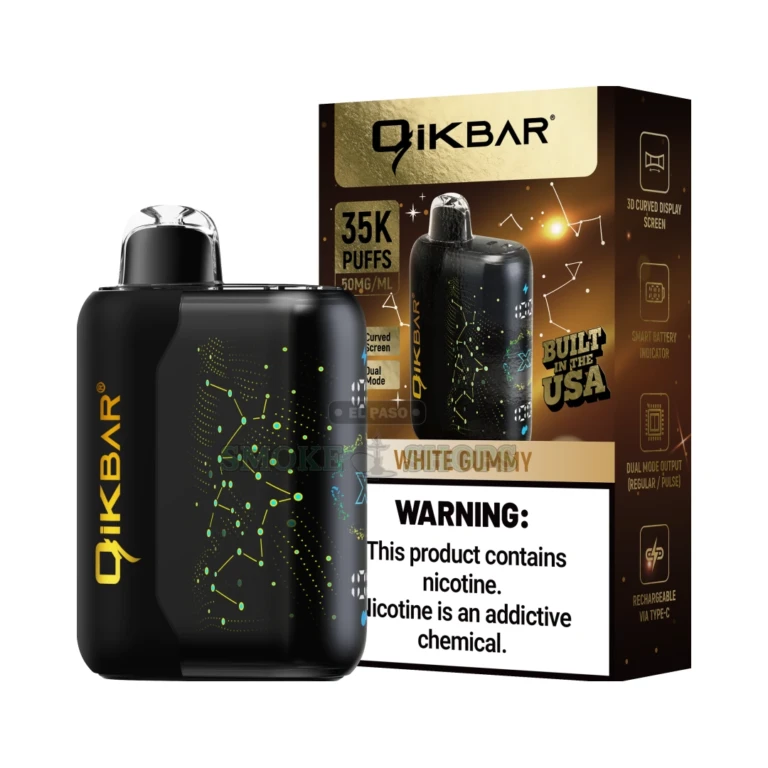 35K Puff Disposable Vape Qikbar White Gummy at El Paso Smoke Shop, in stock in El Paso for same-day pickup