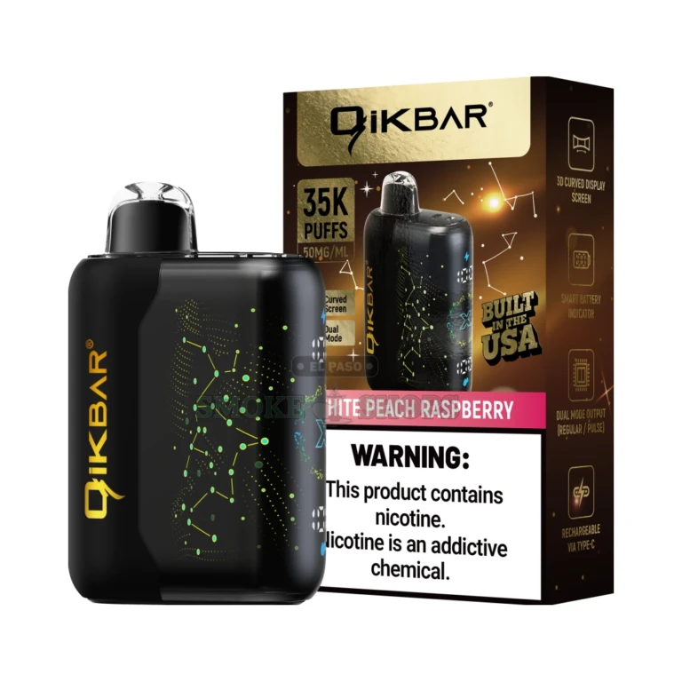 35K Puff Disposable Vape Qikbar WhitePeach Raspberry at El Paso Smoke Shop, in stock in El Paso for same-day pickup