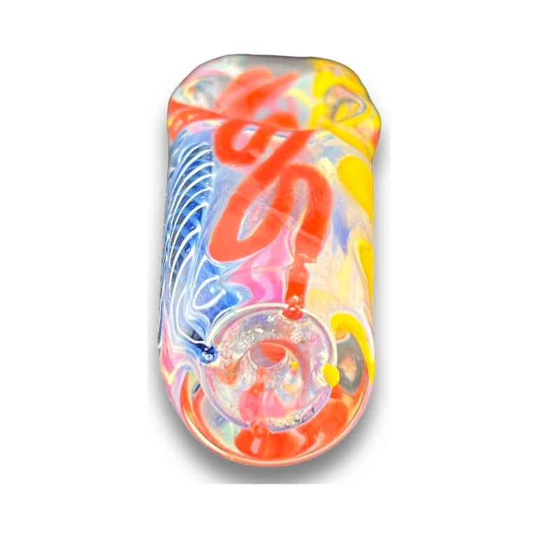 Squared mouthpiece end of the rectangular borosilicate glass one-hitter chillum, sold at El Paso Smoke Shops in El Paso
