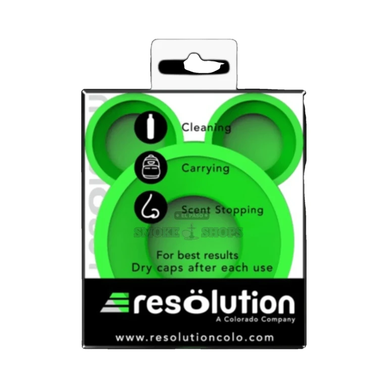 Resolution Res Caps sealing a water pipe for spill- and odor-proof travel and storage in El Paso, 4 assorted sizes