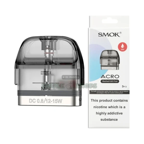 SMOK Acro 0.8 ohm meshed replacement pod in El Paso, empty 2mL refillable pod for the Acro 25W, same-day pickup