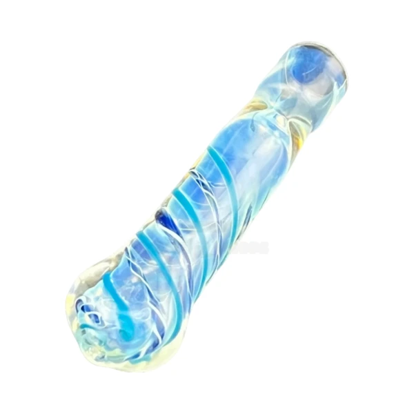 Striped Glass Chillum One-Hitter in El Paso, Teal Blue Red
