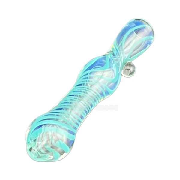 Swirly Road Glass Chillum One-Hitter in El Paso, Teal Swirl