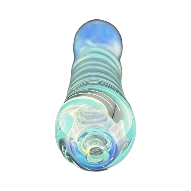Mouthpiece end of the Thick Ends glass one-hitter chillum with a rounded reinforced 2 mm tip, sold at El Paso Smoke Shops