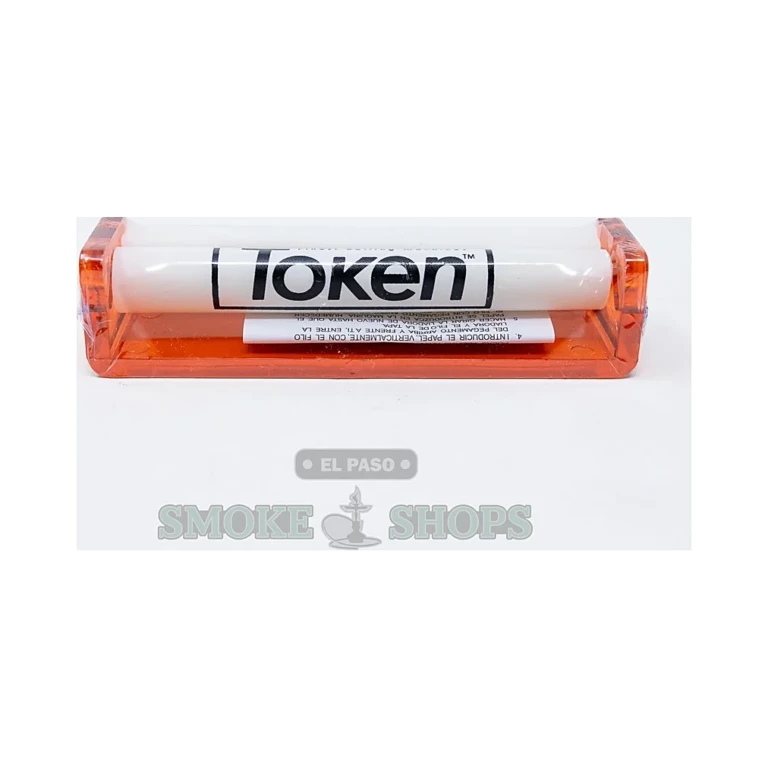 Token 100mm hand roller shown open in El Paso, ready to feed a king-size paper across the rolling apron