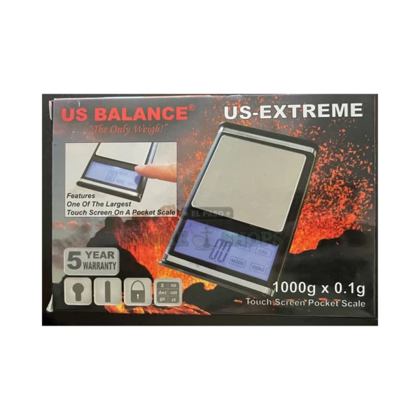 US Balance US-EXTREME 1000g x 0.1g touch-screen digital scale with blue backlit LCD at El Paso Smoke Shops