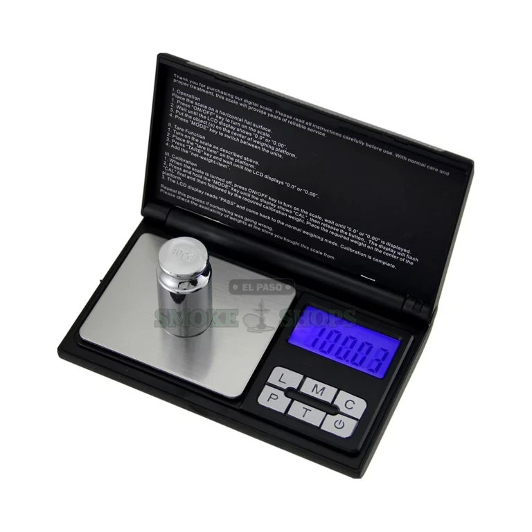 US Balance US-Night Owl scale in El Paso flipped open showing the stainless steel platform and lid LED lights