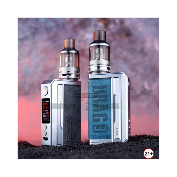 VooPoo Drag 3 177W box mod vape device in El Paso, dual-18650 kit with a 5.5ml TPP pod tank, same-day pickup