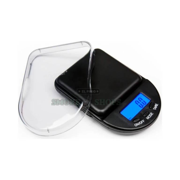 WeighMax WEX650C pocket scale with cover flipped open as a weighing tray, sold at El Paso Smoke Shops for lawful weighing