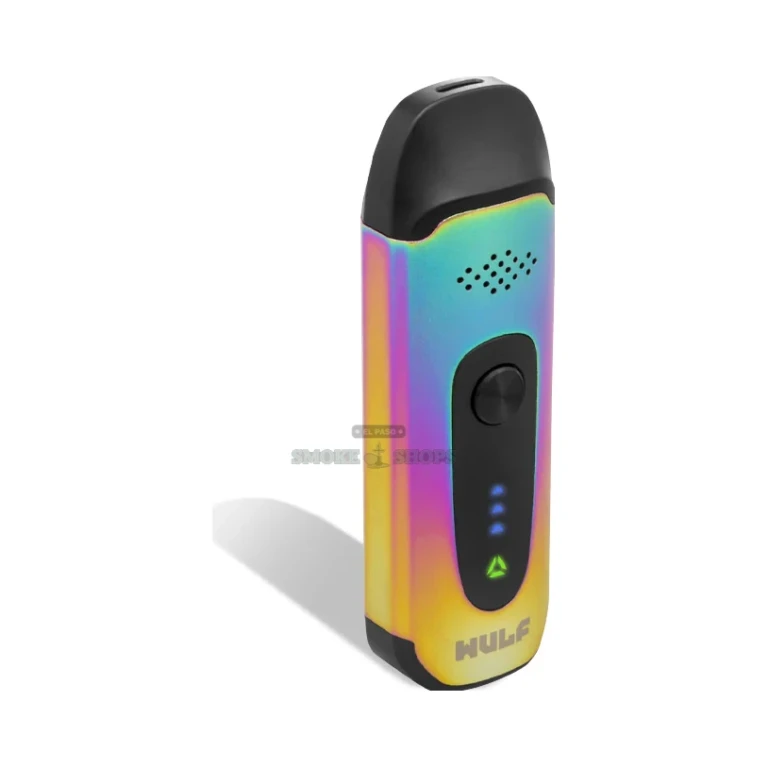 Wulf Next dry herb vaporizer in El Paso with LED indicators lit, showing the five preset temperature heat settings