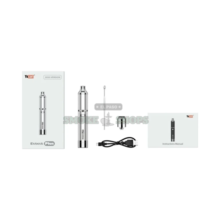 Yocan Evolve Plus dab pen atomizer and Quartz Dual Coil close-up in El Paso, bare quartz rods for clean wax vapor