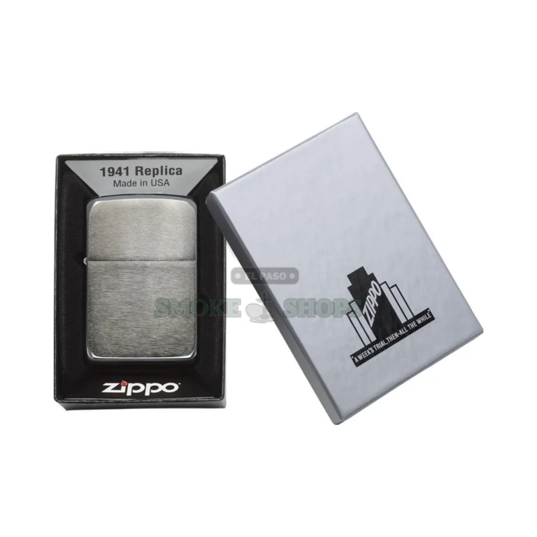 Zippo 1941 Replica Black Ice windproof lighter model 24096, closed, dark reflective PVD brass case