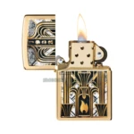 Zippo Art Deco Flame Design High Polish Brass Lighter (46585) in El Paso thumbnail