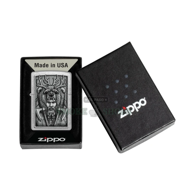 Side profile of the Classic case Zippo Barbarian Street Chrome lighter