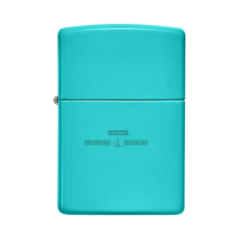 Zippo Classic Flat Turquoise windproof lighter 49454 closed, solid turquoise brass case with embossed Zippo logo