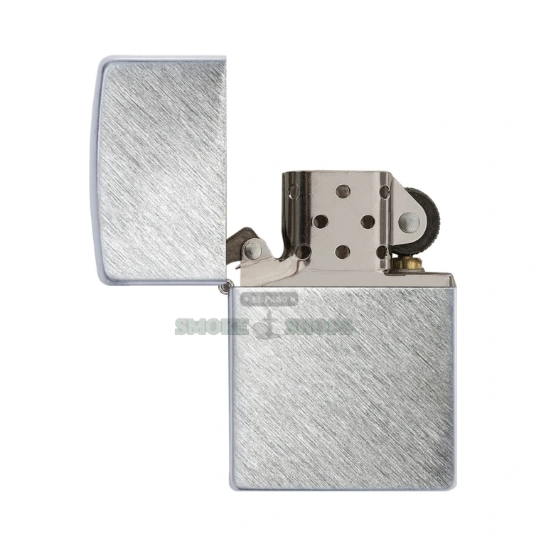 Zippo Classic Herringbone Sweep windproof lighter in brushed chrome, model 24648, closed front view