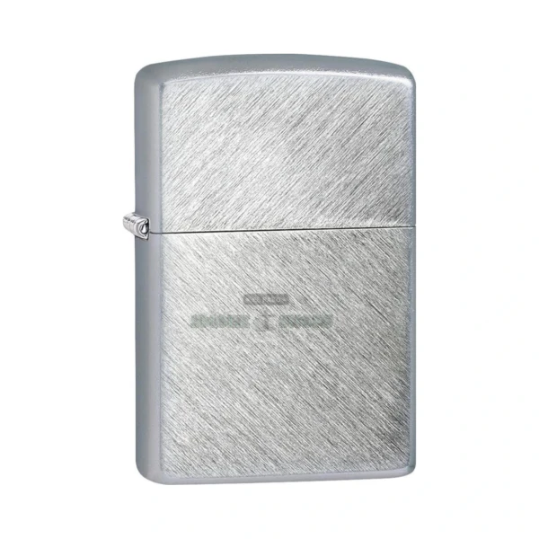 Zippo Classic Herringbone Sweep windproof lighter in brushed chrome, model 24648, closed front view