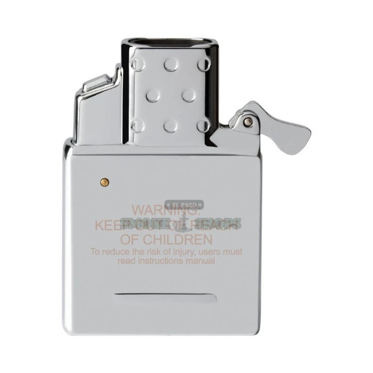 Close-up of the Zippo Double Beam double-arc ignition point, a flameless windproof plasma insert sold in El Paso