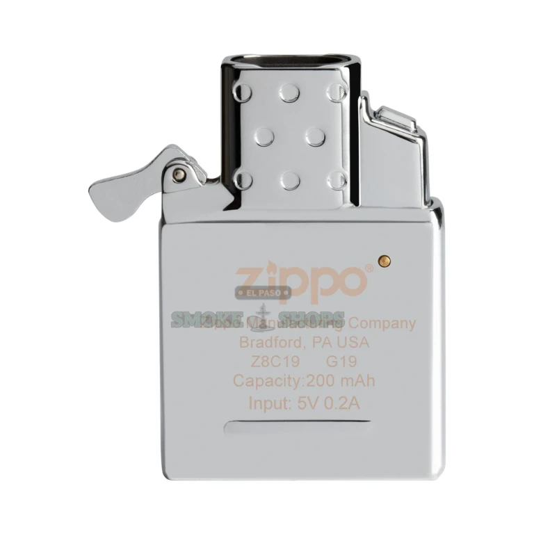 Zippo Double Beam insert seated inside a classic brushed Zippo case, a flameless windproof arc lighter in El Paso