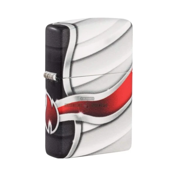 Zippo Flame Design 540 Color windproof lighter model 49357 with full-wrap flame artwork, closed front view