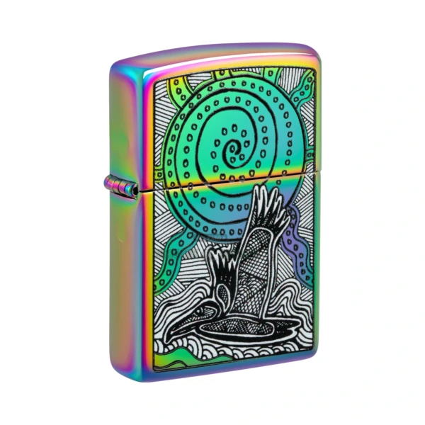Zippo John Smith Gumbula windproof lighter (48964) in El Paso, Paradise Color Image art with a tropical bird on a brass case