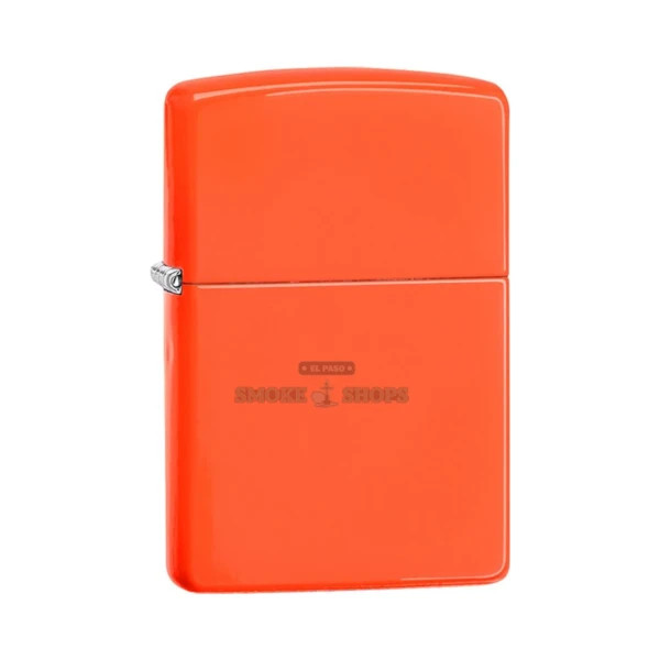 Zippo Neon Orange windproof lighter (28888) in El Paso, bright fluorescent-orange brass case with shiny semi-gloss finish