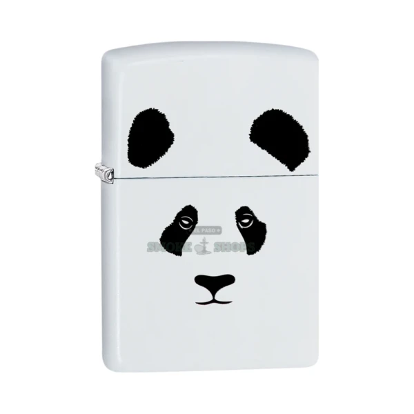 Zippo Panda windproof lighter model 28860 in El Paso, white matte brass case with color-imaged panda face, refillable