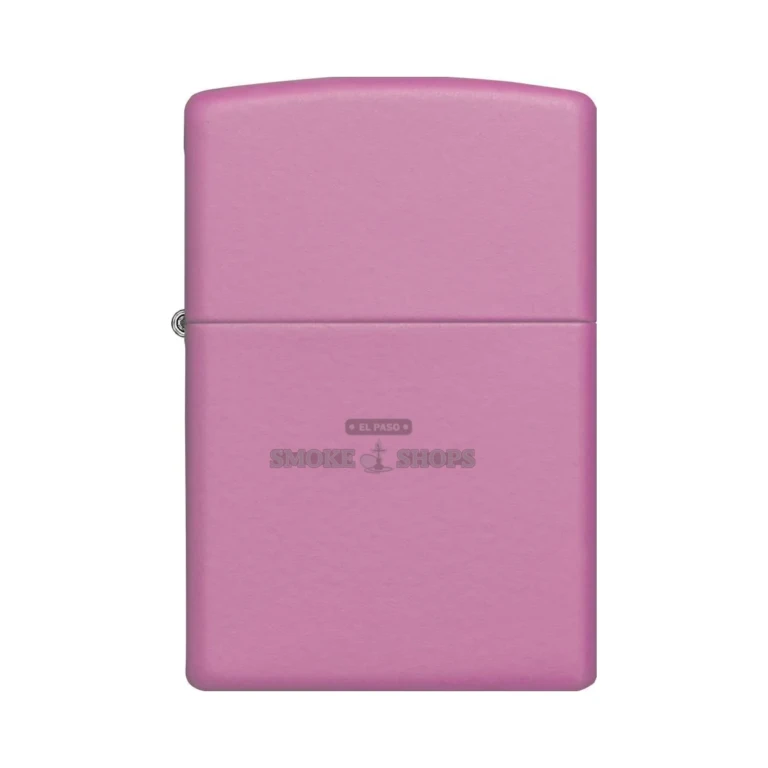 Zippo Pink Matte 238 bottom stamp and lasered hinge on the matte-pink brass case, refillable lighter at El Paso Smoke Shops
