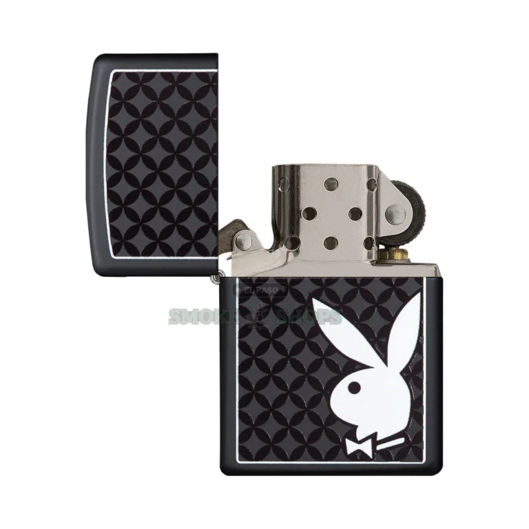 Zippo Playboy Bunny Logo Black Matte windproof lighter 29578 closed, white bunny in the lower corner