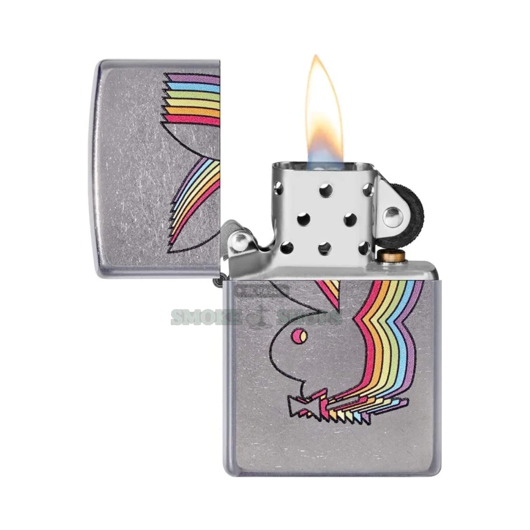 Zippo Playboy lighter beside its Zippo gift box, officially licensed Rabbit Head design, El Paso Smoke Shops