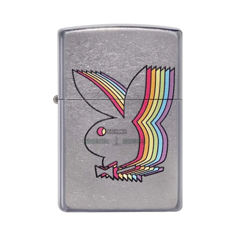 Close-up of the color-imaged Playboy bunnies on the Zippo Playboy windproof lighter, in stock in El Paso