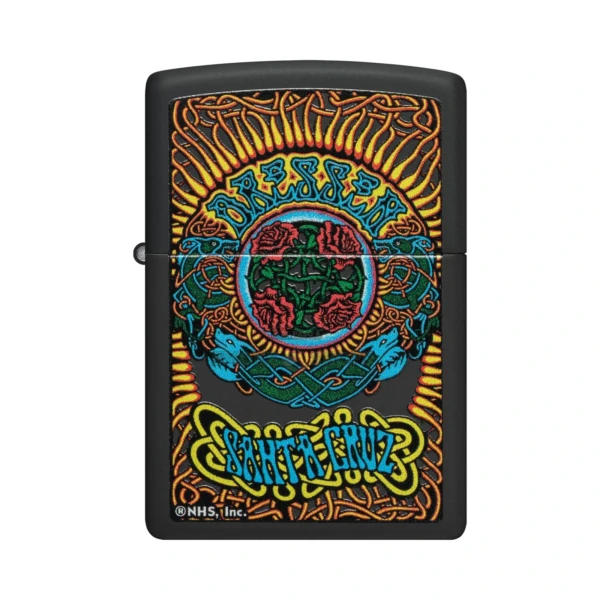 Zippo Santa Cruz 48742 windproof lighter in El Paso, Eric Dressen rose and knots over the Santa Cruz logo on black matte