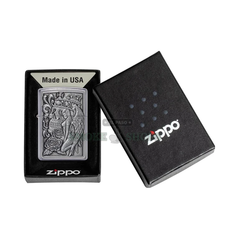 Zippo Skull and Angel Emblem lighter 49442 in its Zippo gift box