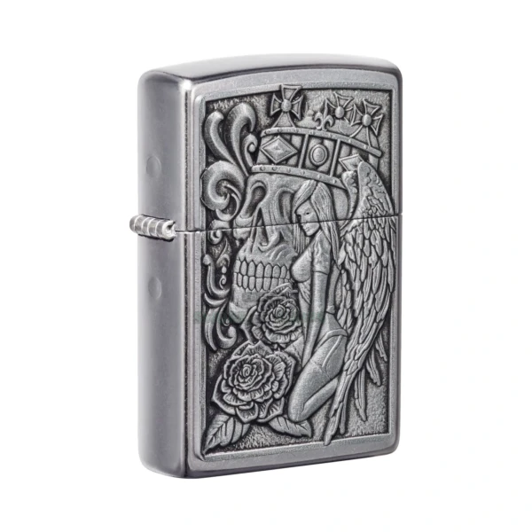 Zippo Skull and Angel Emblem Design Street Chrome Windproof Lighter (49442)