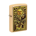 Zippo The Sun Tarot Card Design Brushed Brass Windproof Lighter (48758) thumbnail