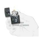 Zippo Wolf Skull Feather Design Iron Stone Windproof Lighter (29863) thumbnail