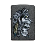 Zippo Wolf Skull Feather Design Iron Stone Windproof Lighter (29863) thumbnail