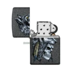 Zippo Wolf Skull Feather Design Iron Stone Windproof Lighter (29863) thumbnail