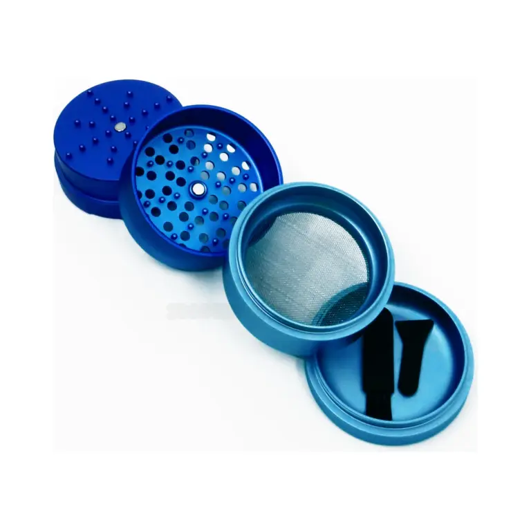 Neu Round Tooth Grinder 63mm in Green-Teal two-tone anodized aluminum 4-piece herb grinder at El Paso Smoke Shops
