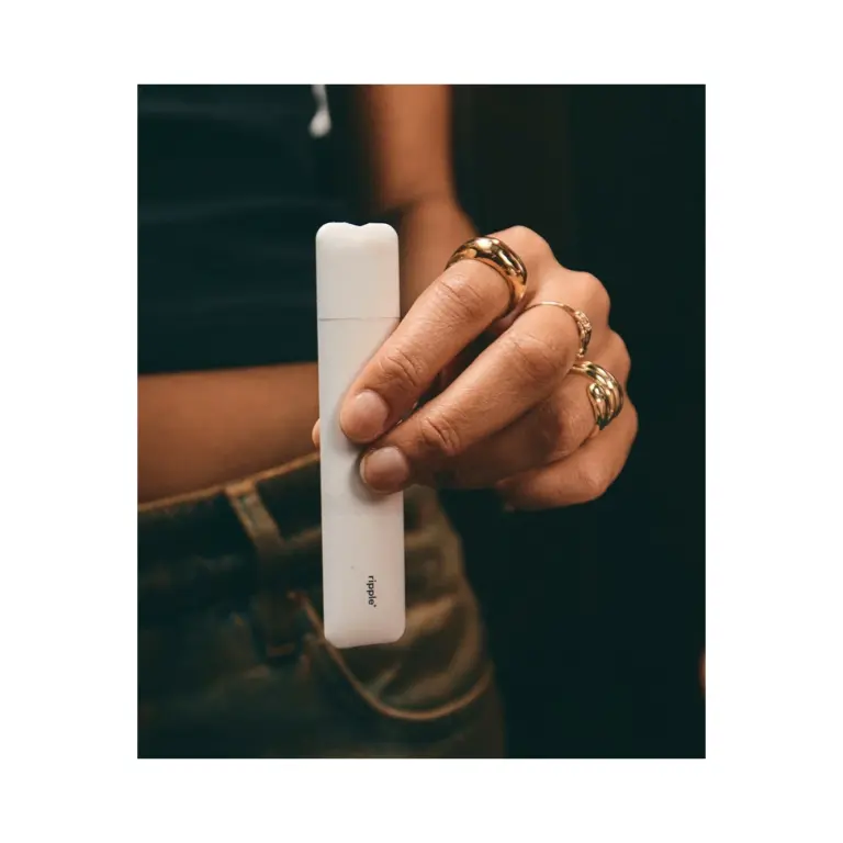 Ripple+ zero-nicotine aromatherapy pod device in soft-touch aluminium with magnetic pod, sold at El Paso Smoke Shops