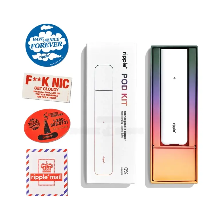 Ripple+ zero-nicotine aromatherapy pod device in soft-touch aluminium with magnetic pod, sold at El Paso Smoke Shops