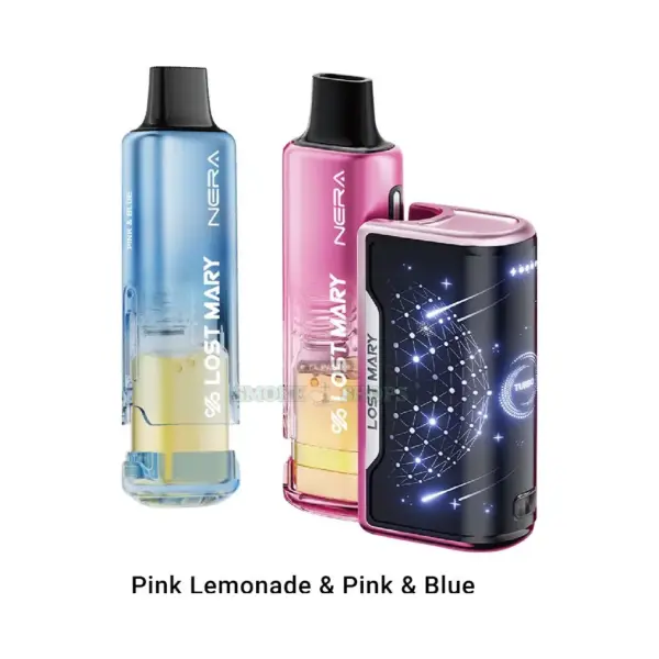 Lost Mary Nera 70K Kit Pink&Blue/Pink Lemon, blue and pink pods with a starry screen battery at El Paso Smoke Shops